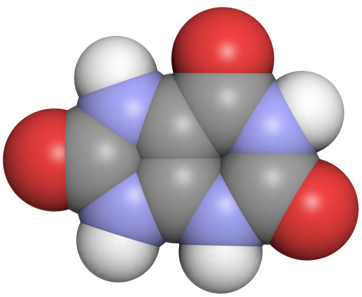  Representação em 3D do átomo do ácido úrico.
